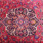 3.4×2.6 Antique & Signed Mashad Persian Rug
