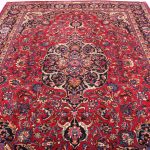 3.4×2.6 Antique & Signed Mashad Persian Rug