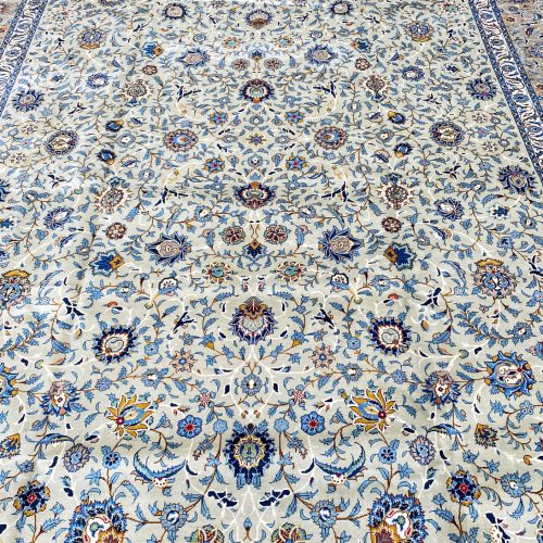 4.4x3.2M Pistachio Tone Persian Kashan Rug