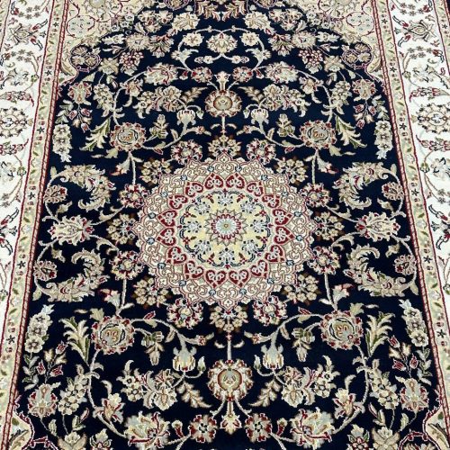2.45 x 1.5 M Indian Wool & Silk Nain Design Rug