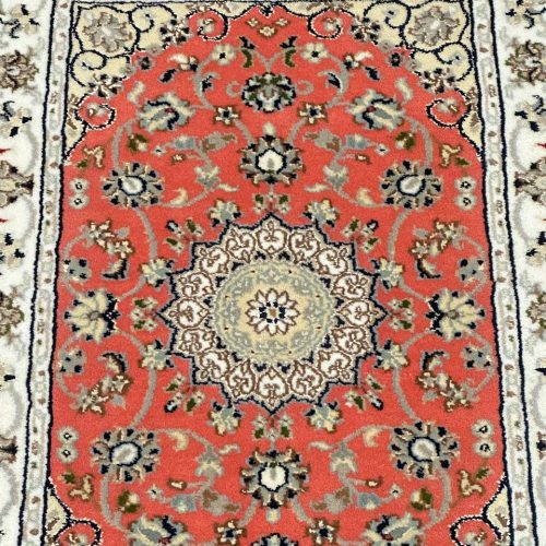0.93 x 0.65 M Indian Wool & Silk Nain Design Rug