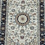 0.97 x 0.63 M Indian Wool & Silk Nain Design Rug