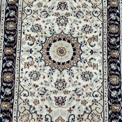 0.97 x 0.63 M Indian Wool & Silk Nain Design Rug