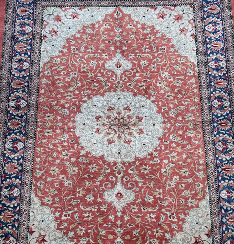 1.17x0.8 M Pure Silk Qom Persian Rug