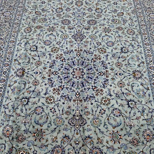 4x3M Signed Pistachio Tone Persian Kashan Rug