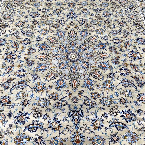 4x3M Signed Pistachio Tone Persian Kashan Rug