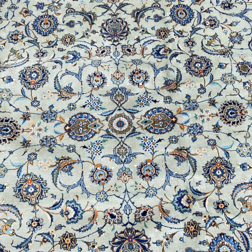 4.5x3.4M Over Sized Pistachio Tone Persian Kashan Rug