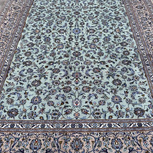 4.1x3M Pistachio Tone Persian Kashan Rug
