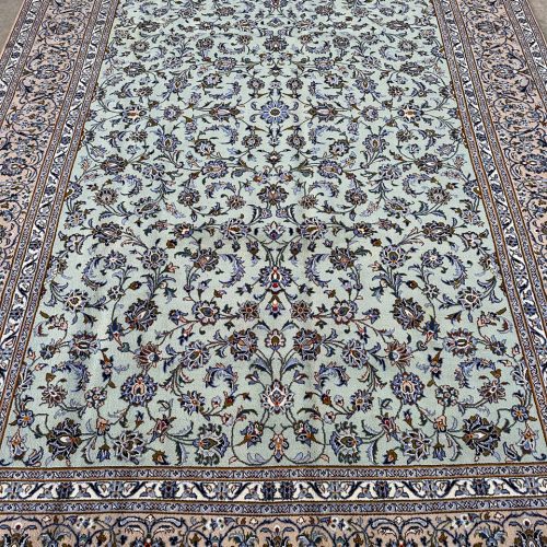 4.2x3M Pistachio Tone Persian Kashan Rug